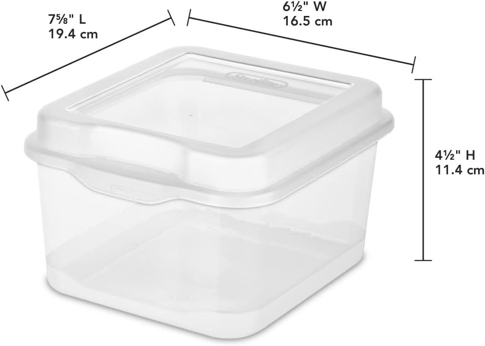 Sterilite FlipTop Stackable Small Storage Bin with Hinging Lid, Clear, 1-Pack