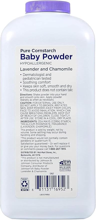 Equate Pure Cornstarch Baby Powder with Lavender & Chamomile (2 Pack)