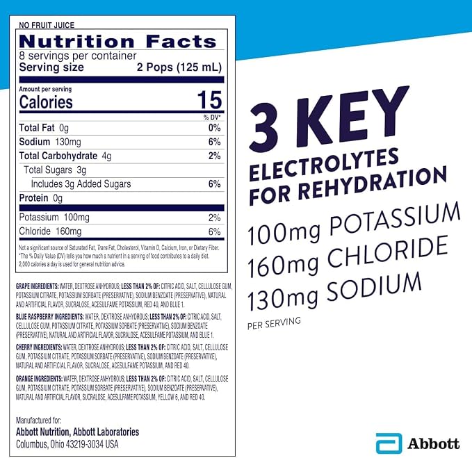 Pedialyte Freezer Pops Variety Pack, 2.1 oz