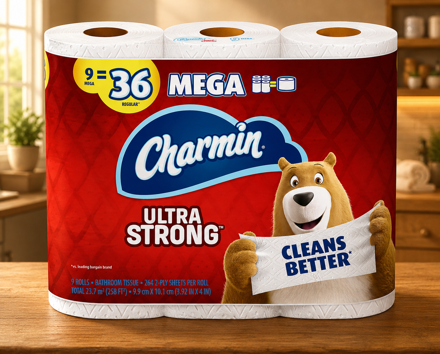 Charmin Ultra Strong Toilet Paper, 9 Mega Rolls = 36 Regular Rolls