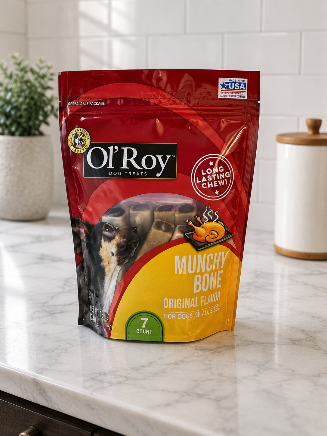 Ol' Roy Munchy Bones Dog Chew Treats with Real Chicken Flavor, 20 oz