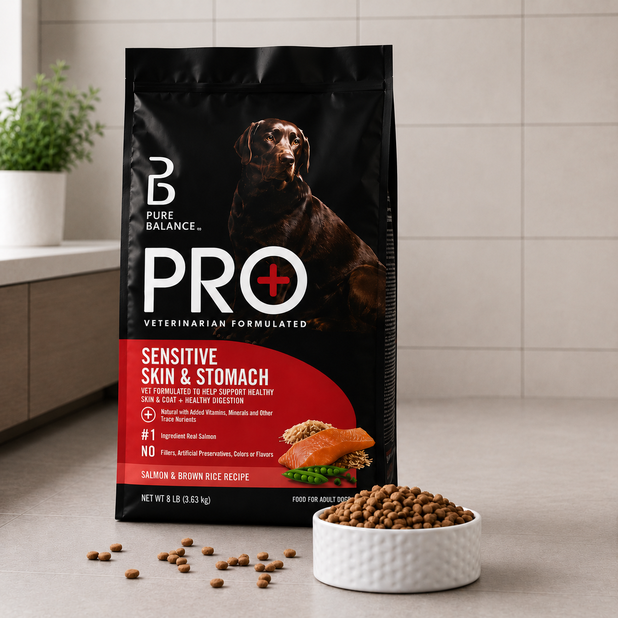 GYCO Purre Balance Pro+ Sensitive Skin & Stomach Dog Food, Salmon & Rice Recipe, 8 lb