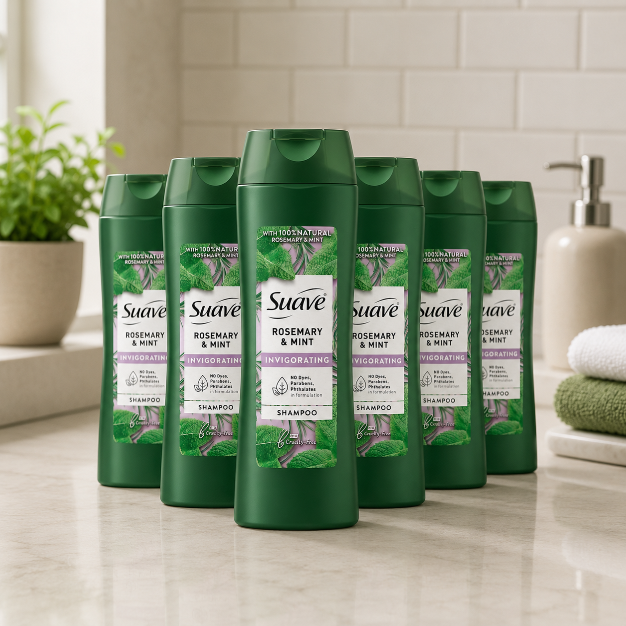 Suave Rosemary & Mint Invigorating Shampoo for Dry Hair, 12.6 Fl Oz (Pack of 6)