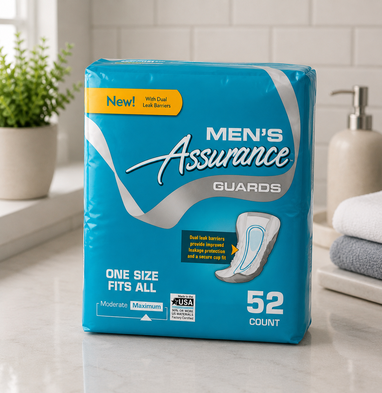 Assurance Men's Guards with Dual Leak Barriers, 52 Count