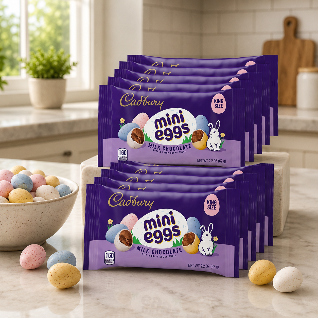 CADBURY MINI EGGS Milk Chocolate with Crisp Sugar Shell Easter Candy, 1.5 lb, 10 Bags