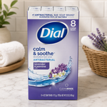 Dial Antibacterial Deodorant Bar Soap, Calm & Soothe Lavender & Twilight Jasmine, 32 Bars