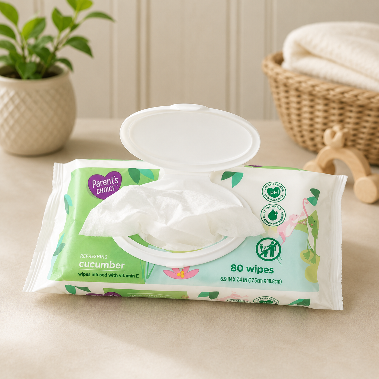 Parent's Choice Baby Wipes, Refreshing Cucumber with Aloe, 240 Count