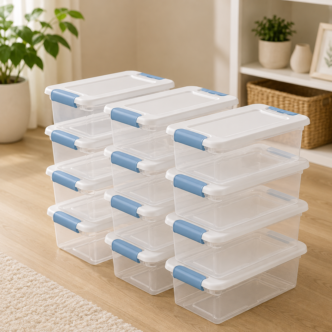Sterilite 12-Pack 6 Quart Latching Storage Box, Clear