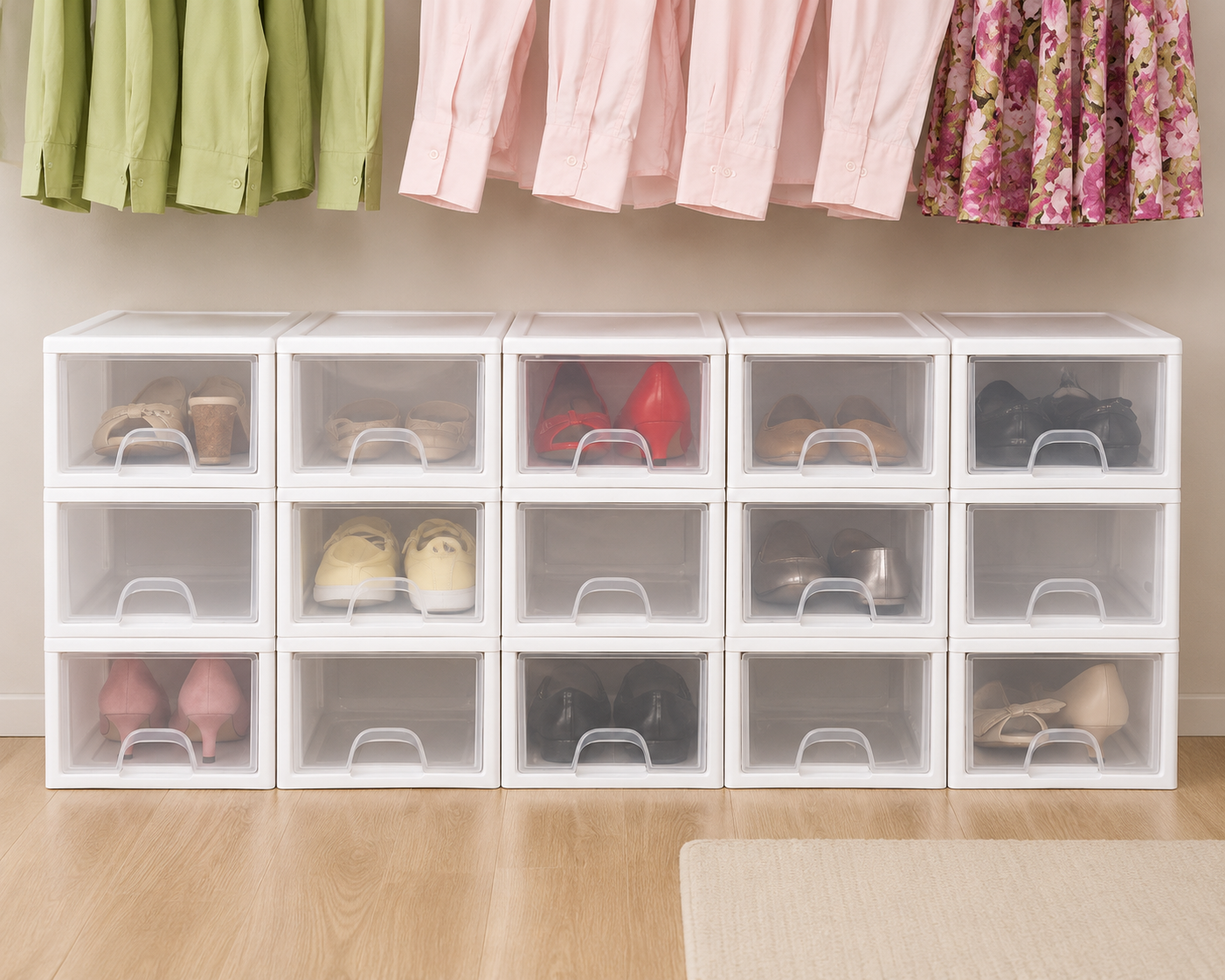 Sterilite Stackable Storage Drawer, Clear with White Frame