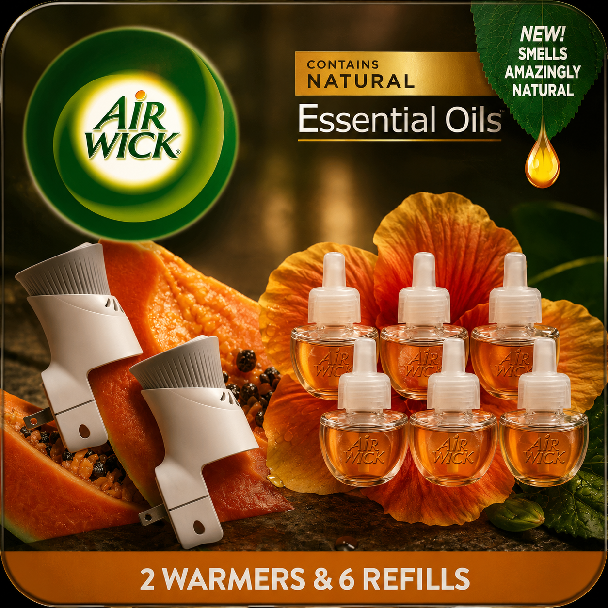 Air Wick Plug In Scented Oil Starter Kit, Hawaii, 2 Warmers + 6 Refills
