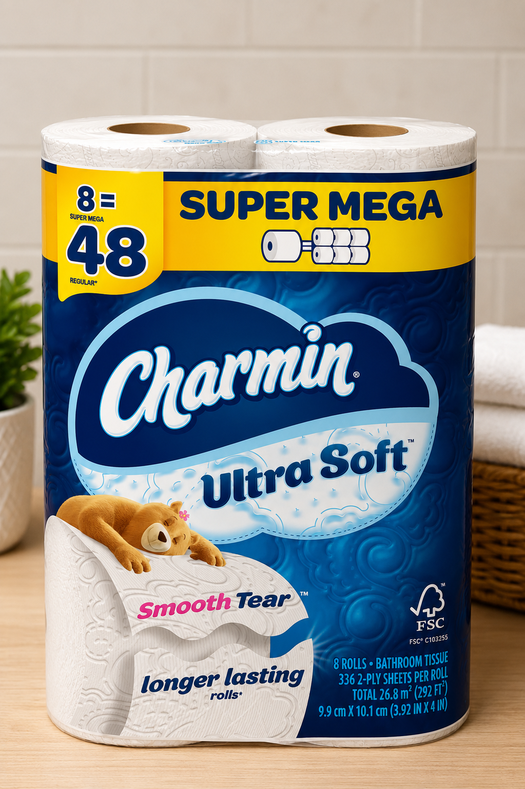 Charmin Ultra Soft Toilet Paper, 8 Mega XL Rolls, 336 Sheets Per Roll