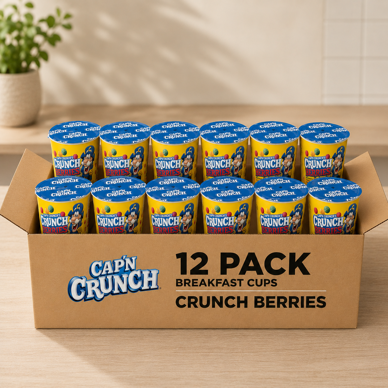 Cap'N Crunch Crunchberries Breakfast Cereal, 1.30 oz Individual Cups (12 Pack)