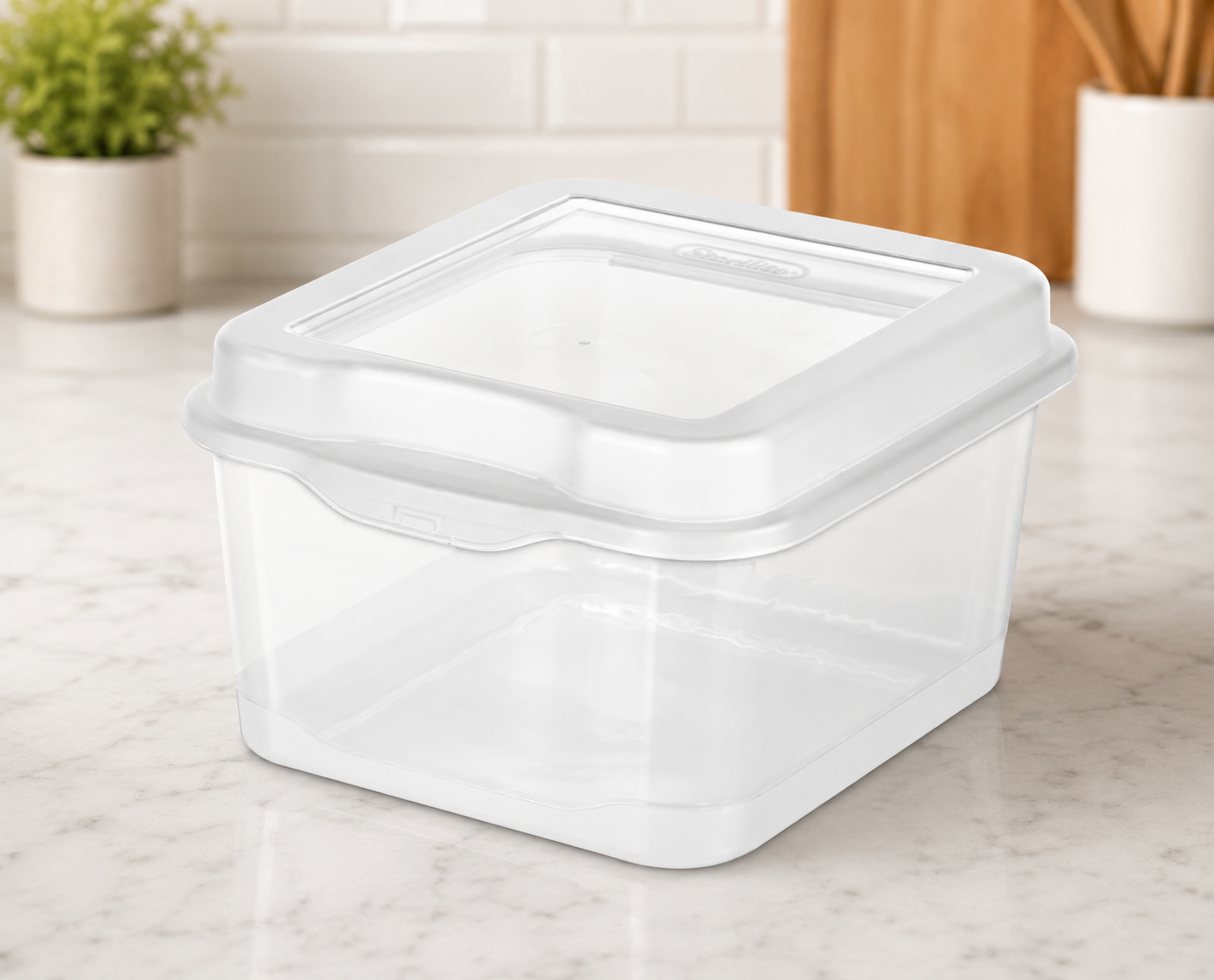 Sterilite FlipTop Stackable Small Storage Bin with Hinging Lid, Clear, 1-Pack