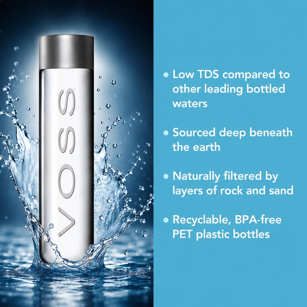 VOSS Premium Still Bottled Natural Water, 24 Pack