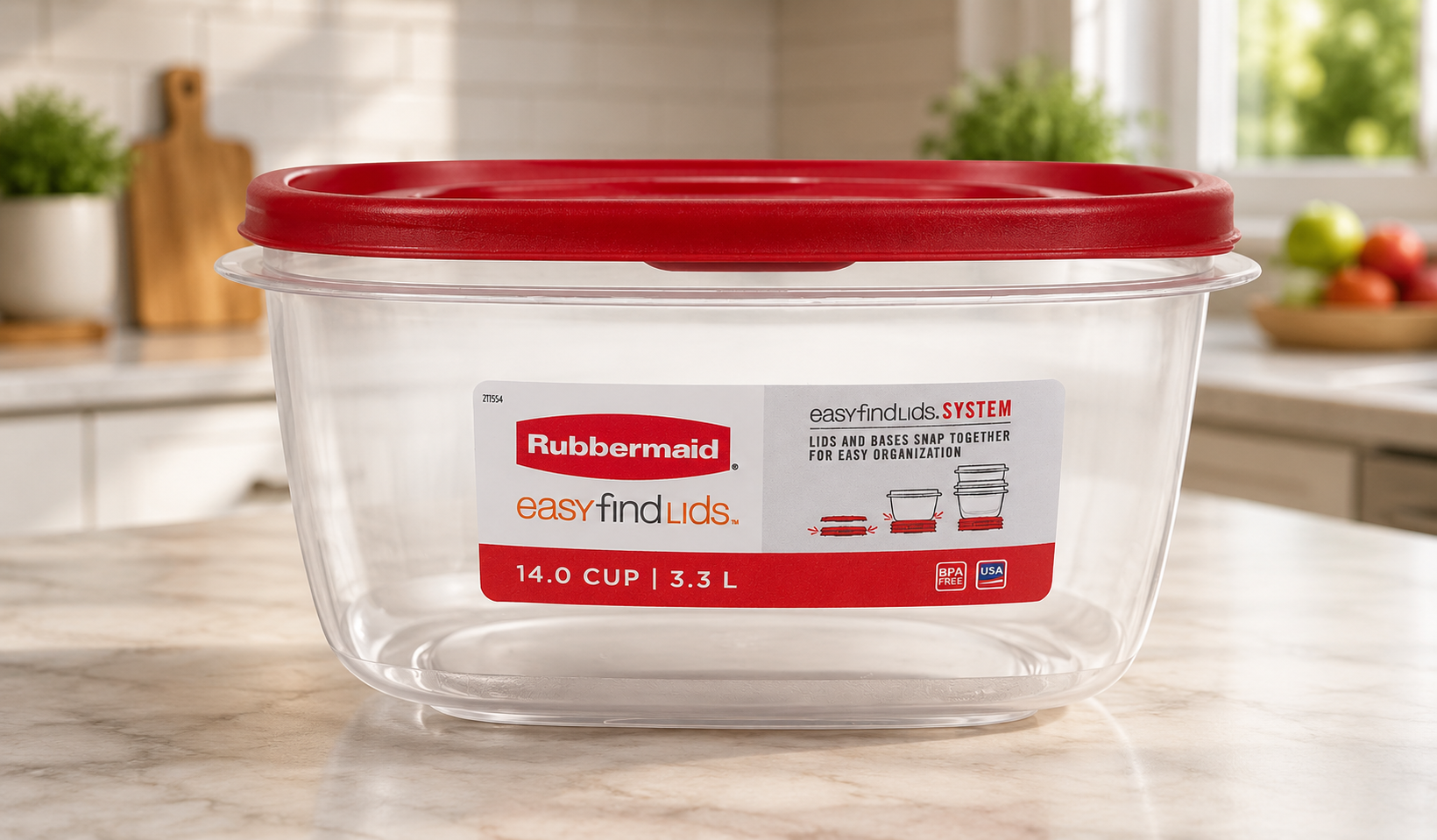 Rubbermaid Easy Find Lids Food Storage Container, 14 Cup, 2 Pack