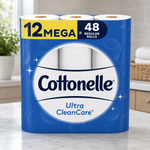 Cottonelle Ultra CleanCare Toilet Paper, Strong Bath Tissue, Septic-Safe, 12 Double Rolls