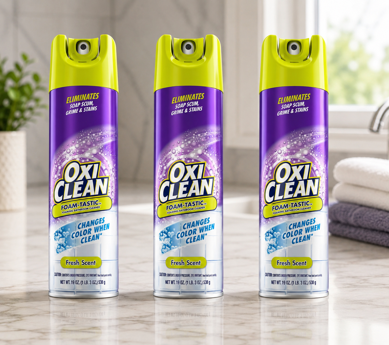 Kaboom Foam-Tastic Bathroom Cleaner with OxiClean, 19 oz (3 Pack)