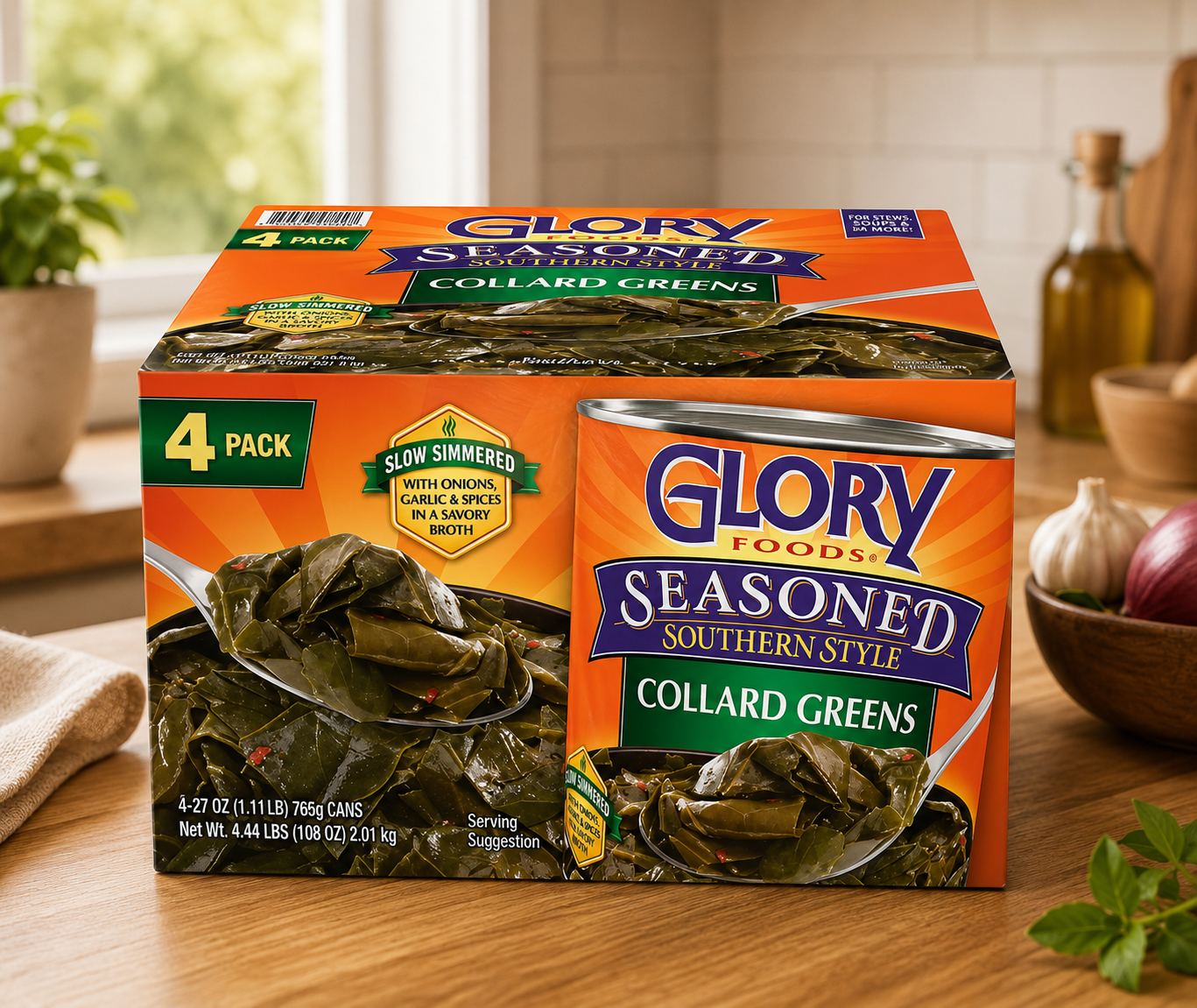 Glory Foods Seasoned Collard Greens, 4 Pack