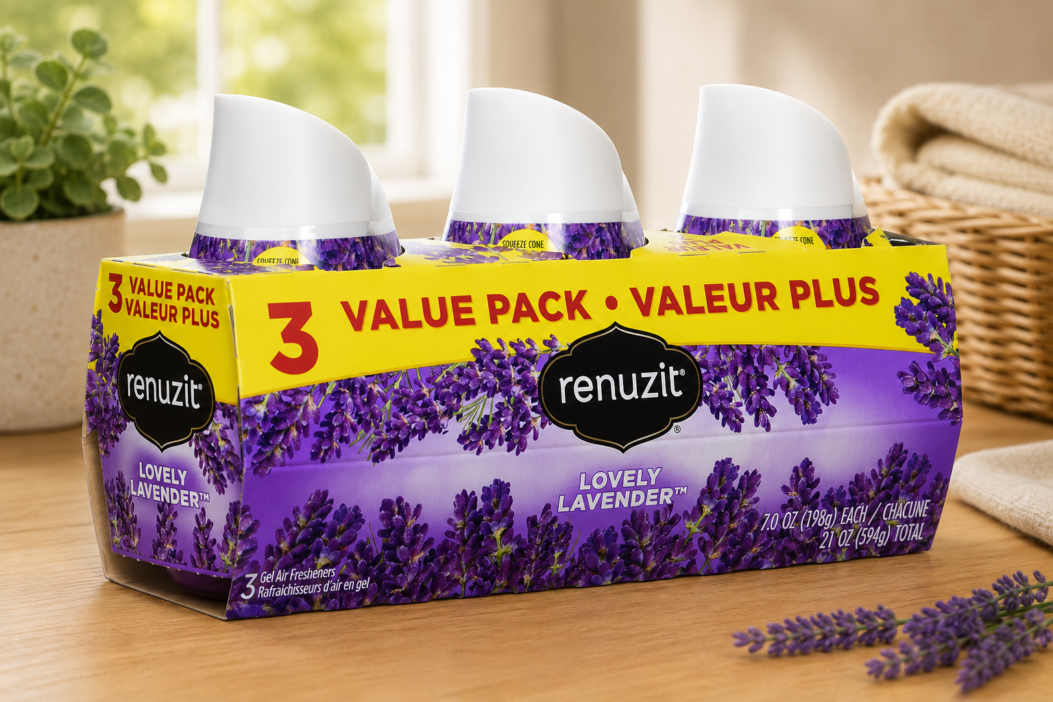 Renuzit Lavender Gel Air Freshener, 7 oz (3 Pack)
