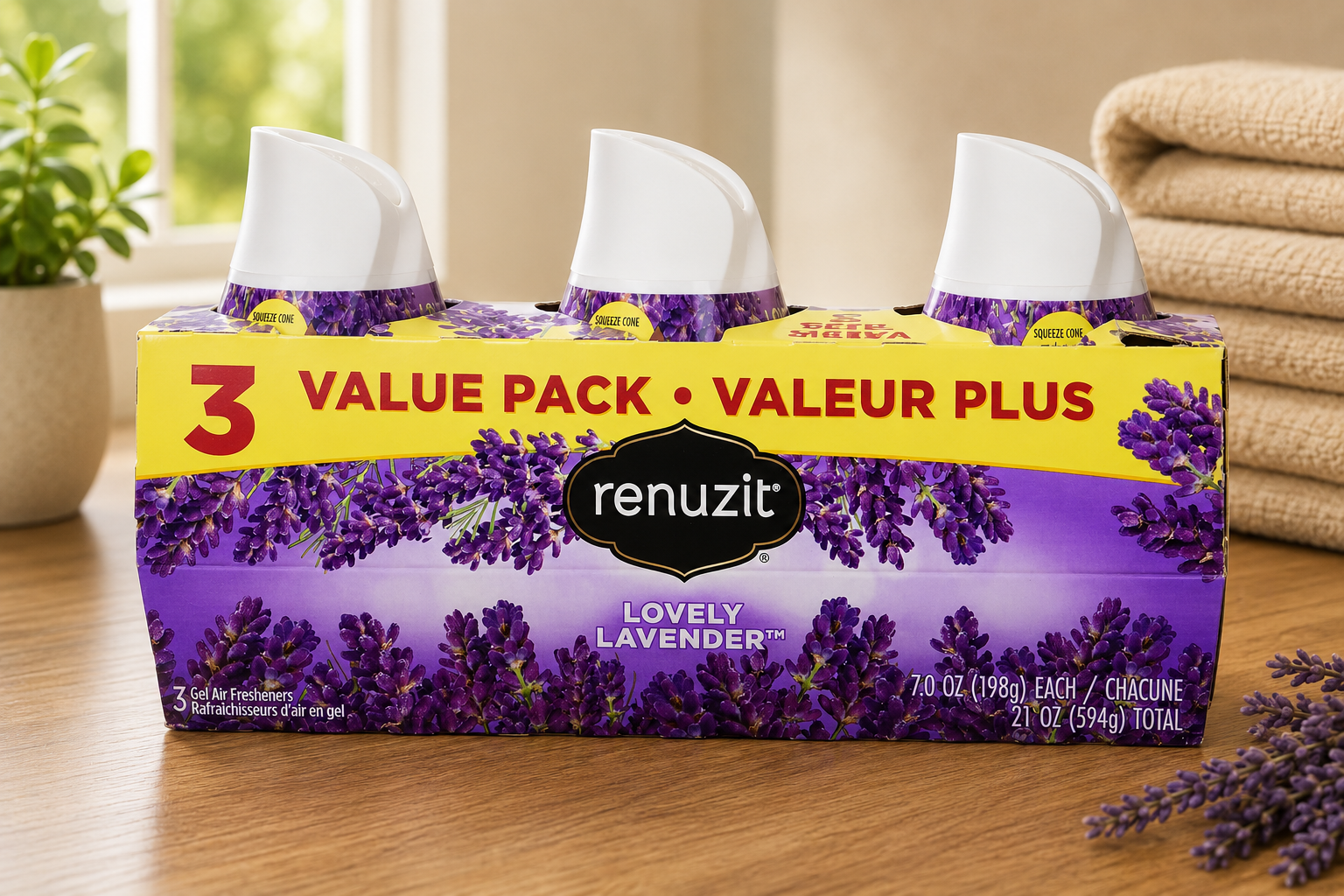 Renuzit Lavender Gel Air Freshener, 7 oz (3 Pack)