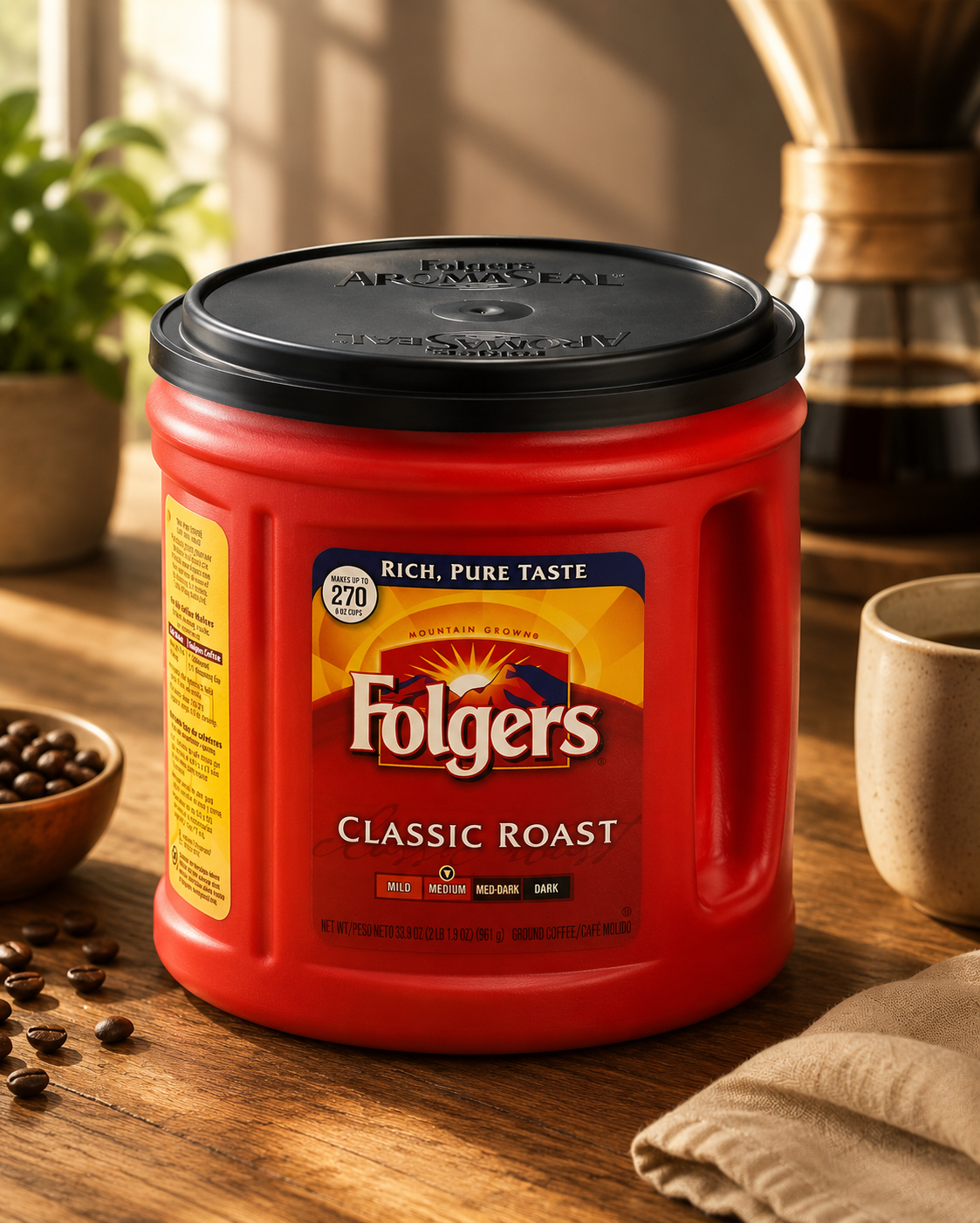 Folgers Coffee Classic Roast, 33.9 Ounce