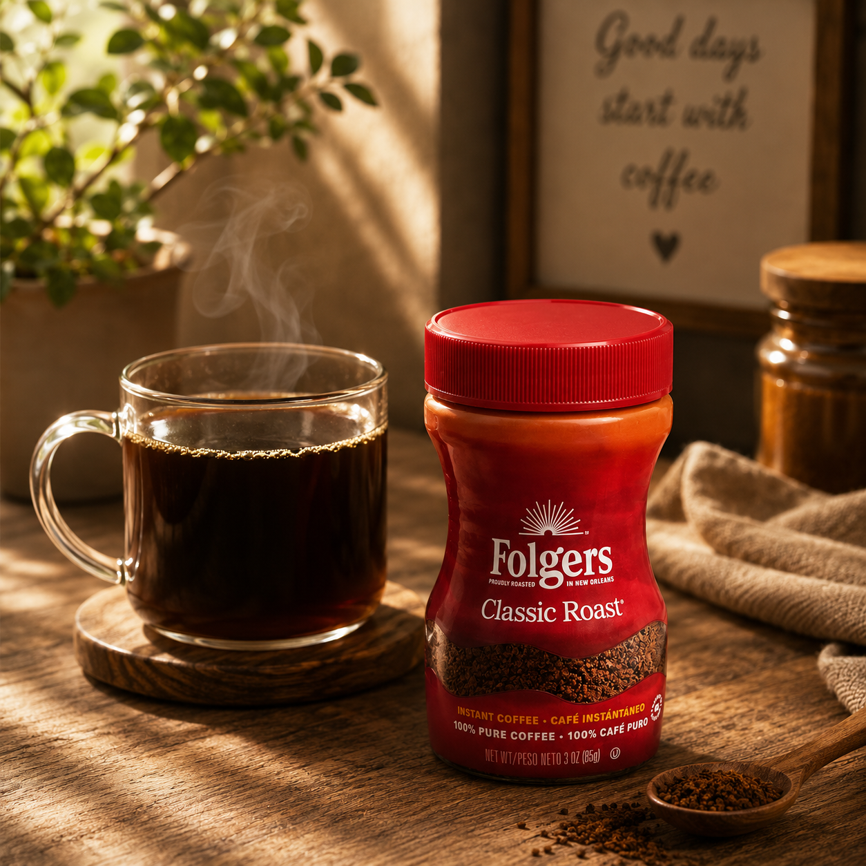 Folgers Classic Roast Instant Coffee, 3 Ounce