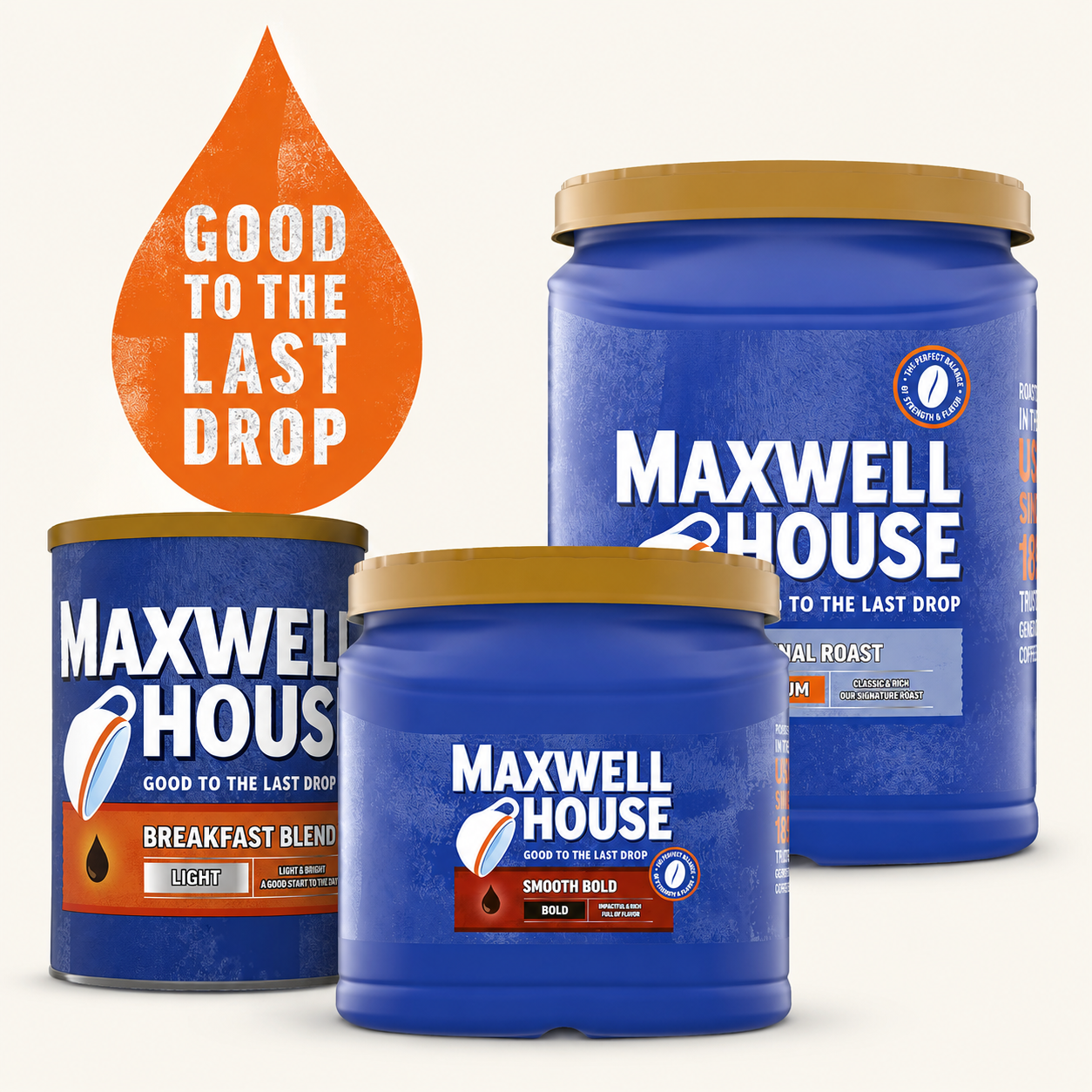 Maxwell House Smooth Bold Dark Roast Ground Coffee (26.7 oz Canisters, Pack of 2)