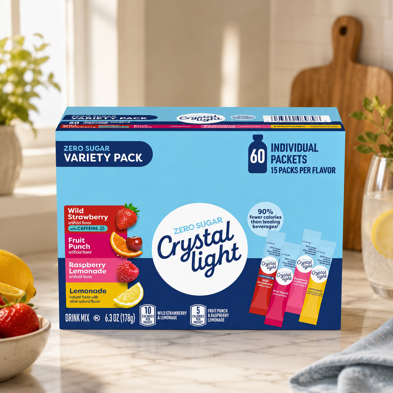 Crystal Light Variety Pack Drink Mix, 60 Packets