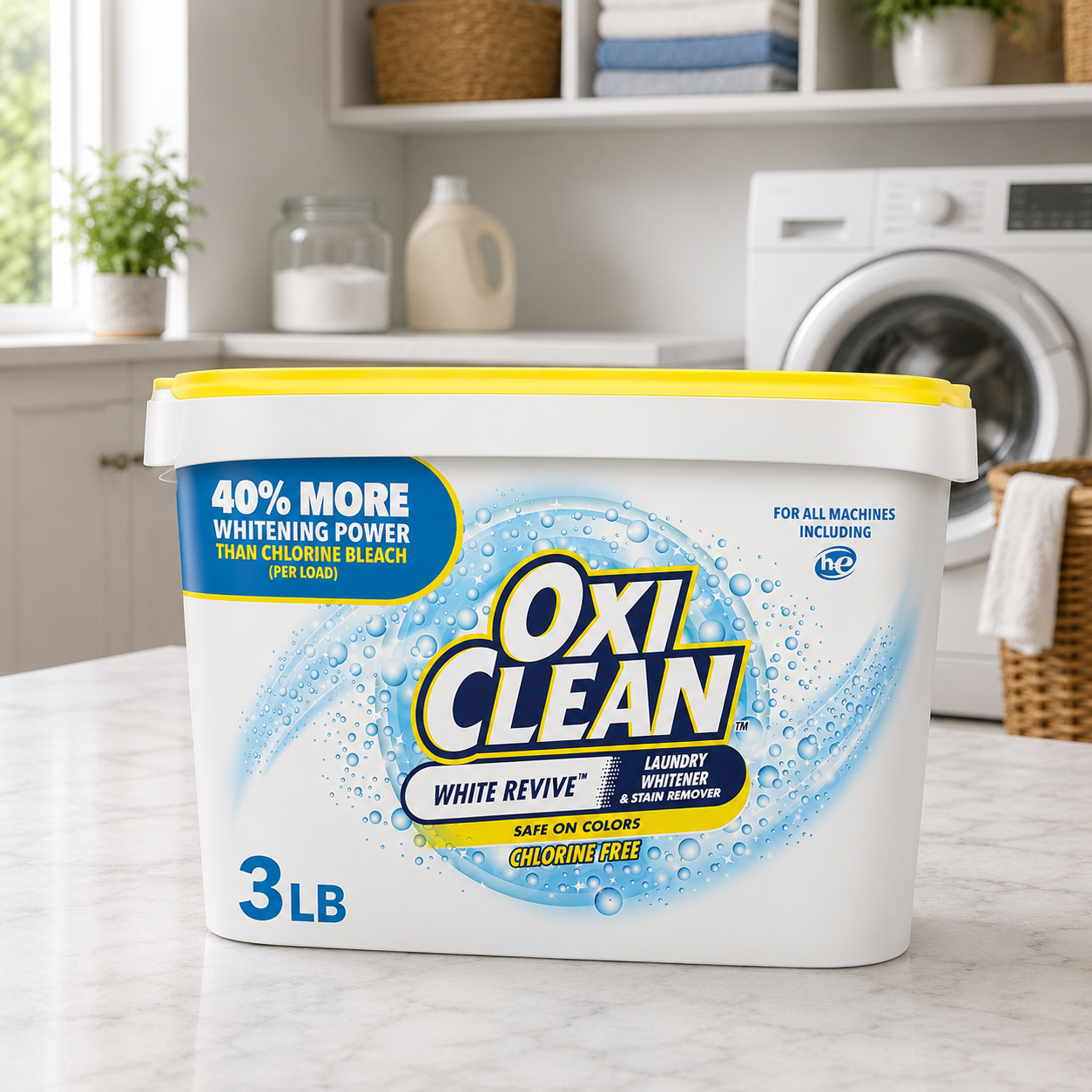 OxiClean White Revive Laundry Whitener and Stain Remover Powder, Alternative to Bleach for Laundry, 3 lb