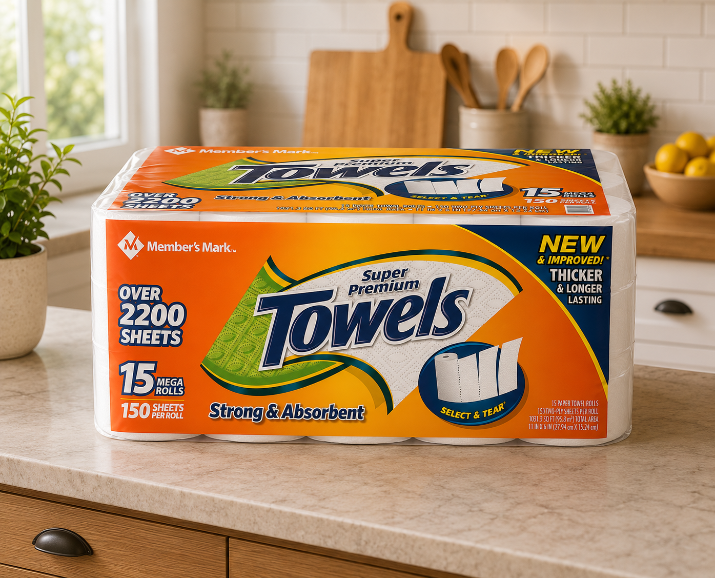 Member's Mark Super Premium Paper Towels, 15 Rolls