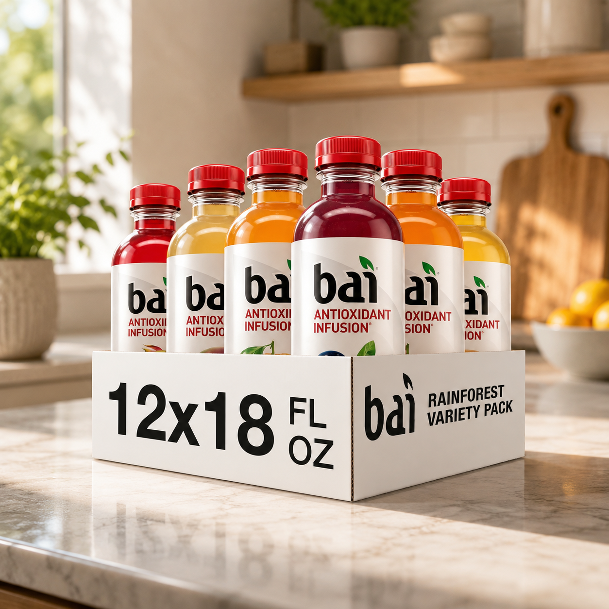 Bai Rainforest Variety Pack Antioxidant Infused Beverage, 18 fl oz, Pack of 12