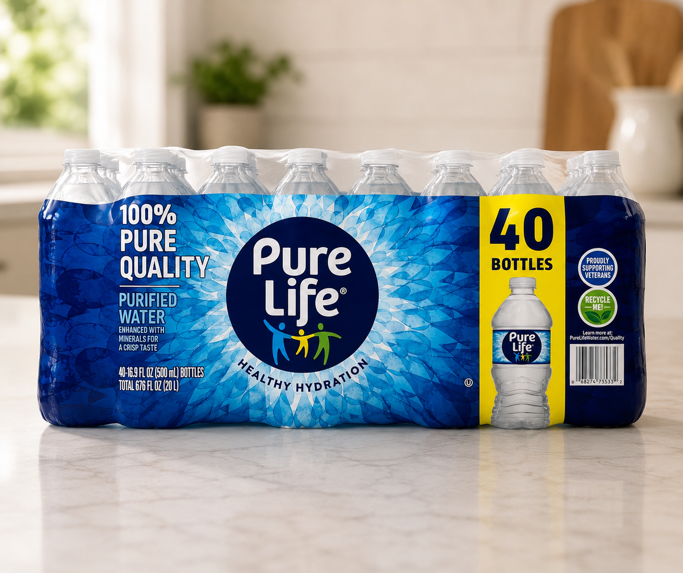 Pure Life Purified Water, 40 CT, 16.9 Fl oz Bulk Savings